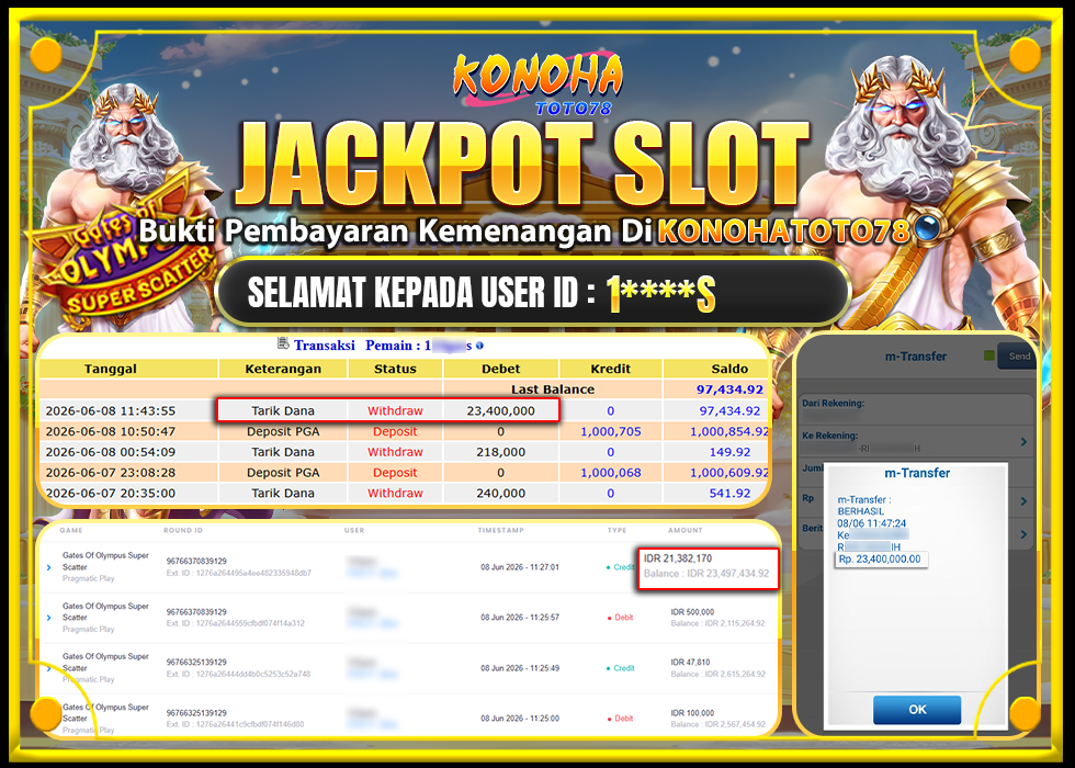 KONOHATOTO78 JACKPOT GATES OF OLYMPUS SUPER SCATTER Rp.23.400.000LUNAS